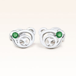 Silver May Birthstone Emerald Color CZ Beawelry Earrings