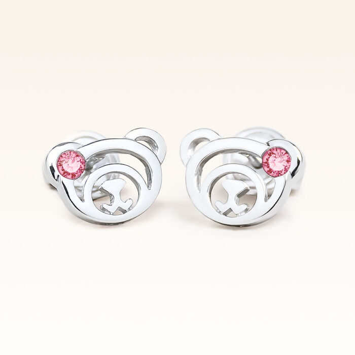 Silver October Birthstone Pink Tourmaline Color CZ Beawelry Earrings