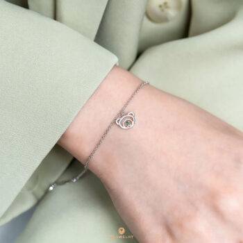 Silver May Birthstone Emerald Color CZ Beawelry Bracelet