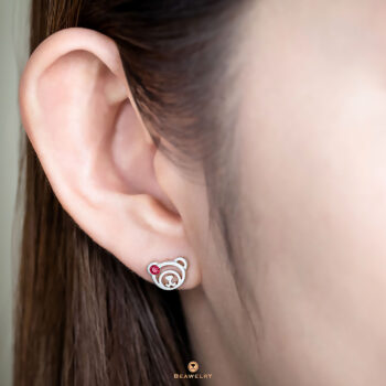 Silver July Birthstone Ruby Color CZ Beawelry Earrings