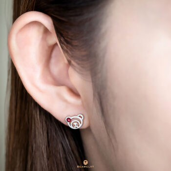 Silver January Birthstone Garnet Color CZ Beawelry Earrings