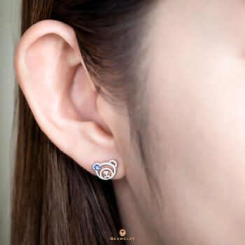 Silver September Birthstone Sapphire Color CZ Beawelry Earrings