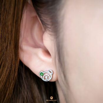 Silver May Birthstone Emerald Color CZ Beawelry Earrings