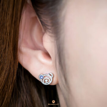 Silver September Birthstone Sapphire Color CZ Beawelry Earrings