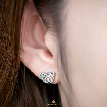 Silver March Birthstone Aquamarine Color CZ Beawelry Earrings