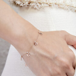 14K Pink Gold Petite Beawelry Bears Diamond Bracelet