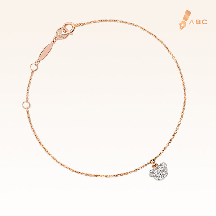 14K Pink Gold Cluster Diamond Bear Bracelet