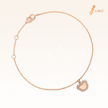 14K Pink Gold Polished & Diamond Beawelry Bear Bracelet