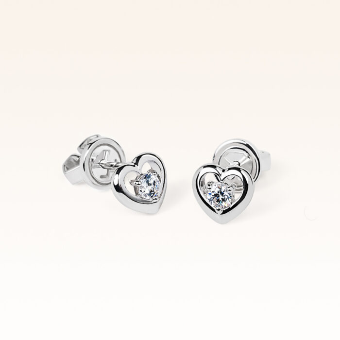Silver Heart CZ Earrings