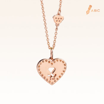 14K Pink Gold Medio Diamond Heart Pendant