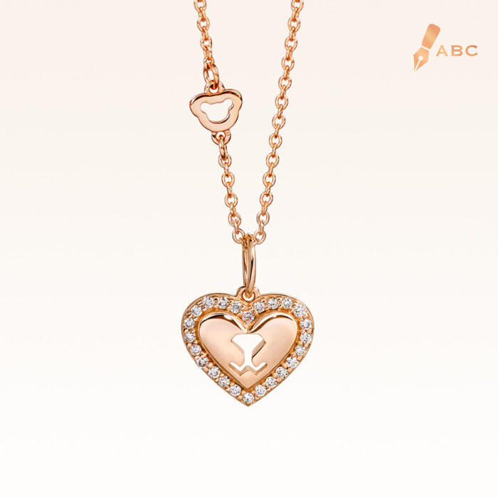 14K Pink Gold Petite Diamond Heart Pendant