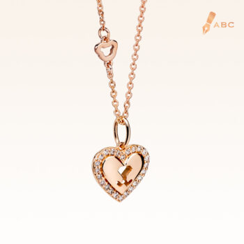 14K Pink Gold Petite Diamond Heart Pendant