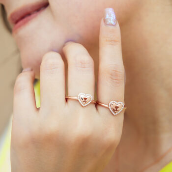 14K Pink Gold Medio Diamond Heart Ring