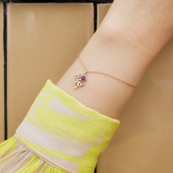 14K Pink Gold Clover Leaf Amethyst Bracelet