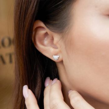 14K Pink Gold Cluster Diamonds Bear Earrings
